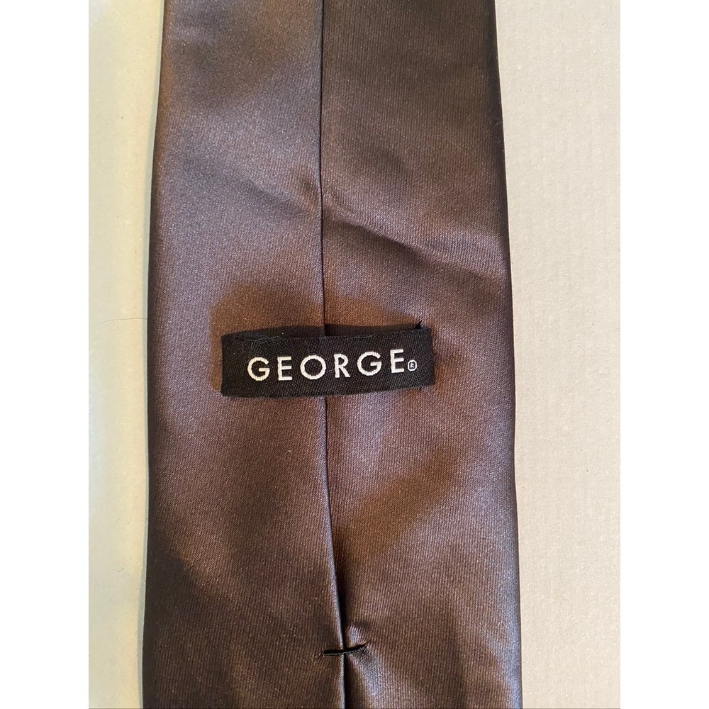 George Mens Necktie Chocolate Brown Solid Satin Finish Formal Wedding Tie